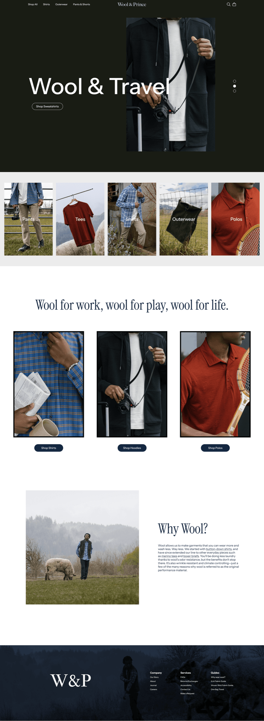 Wool & Prince landing page