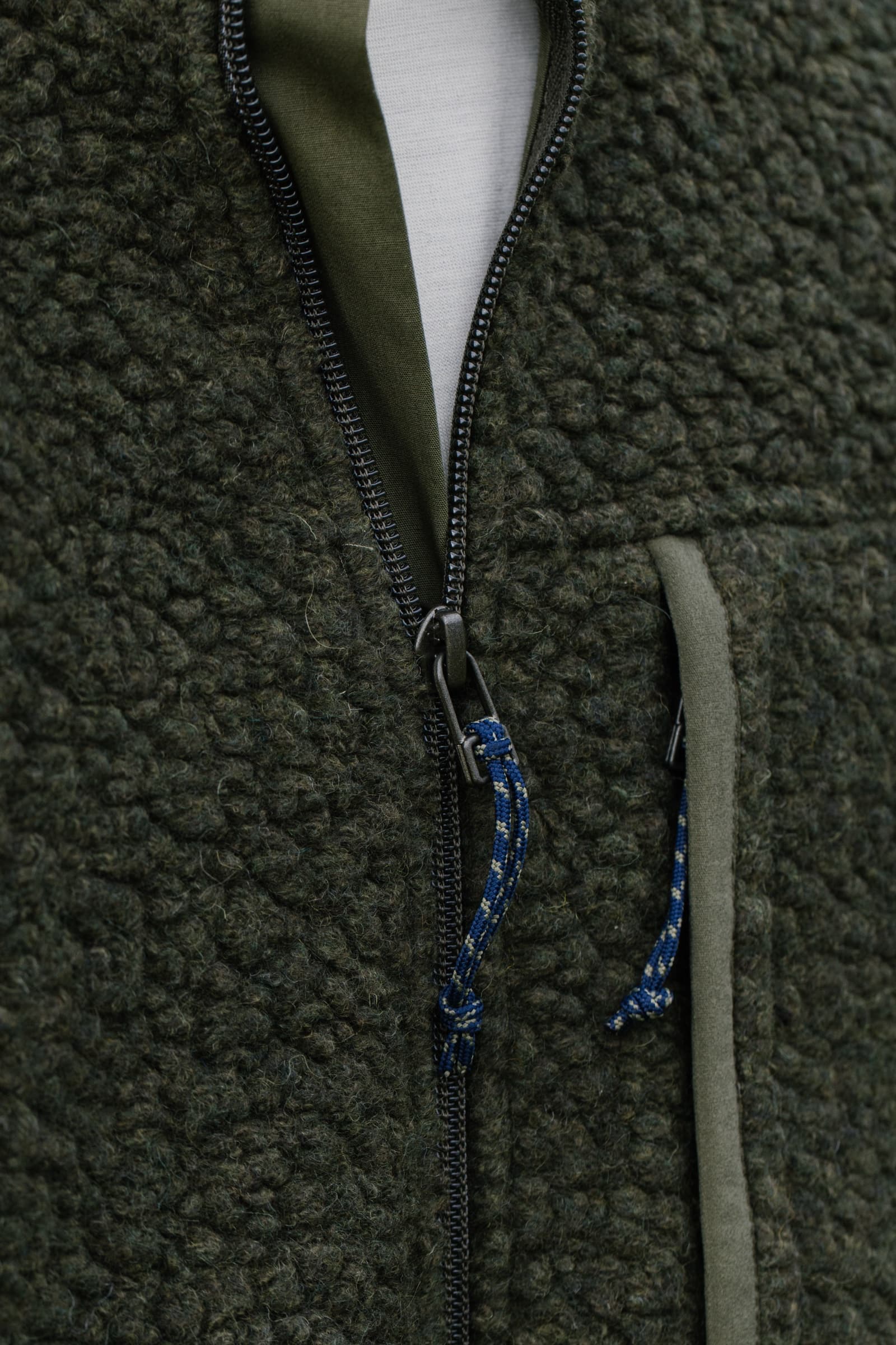 Wool & Prince fleece zipper detail